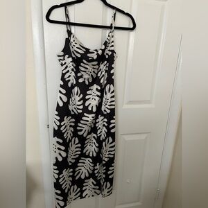 Black and White Leaf Print Dress